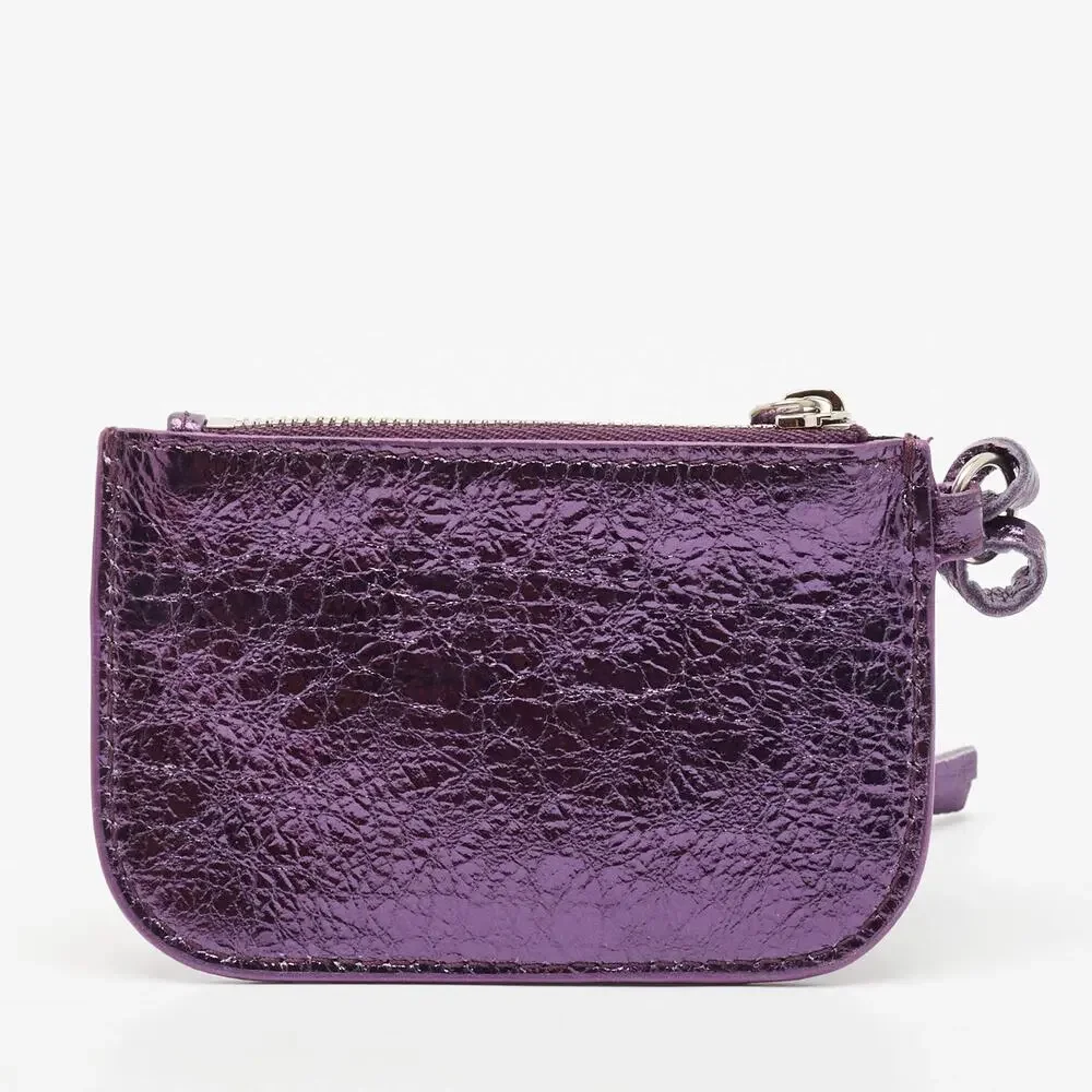 Balenciaga Le Cagole Leather Coin Purse ~ Metallic Purple